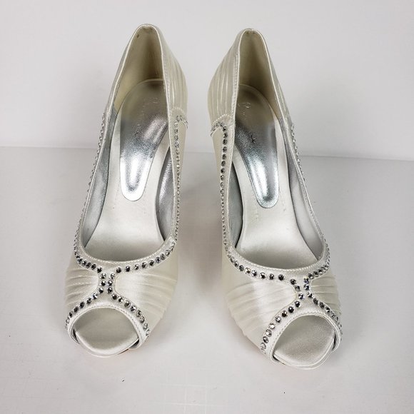Bourne  Open-Toe Satin shoes Bridal Pump,Ivory, 38 - Picture 3 of 8